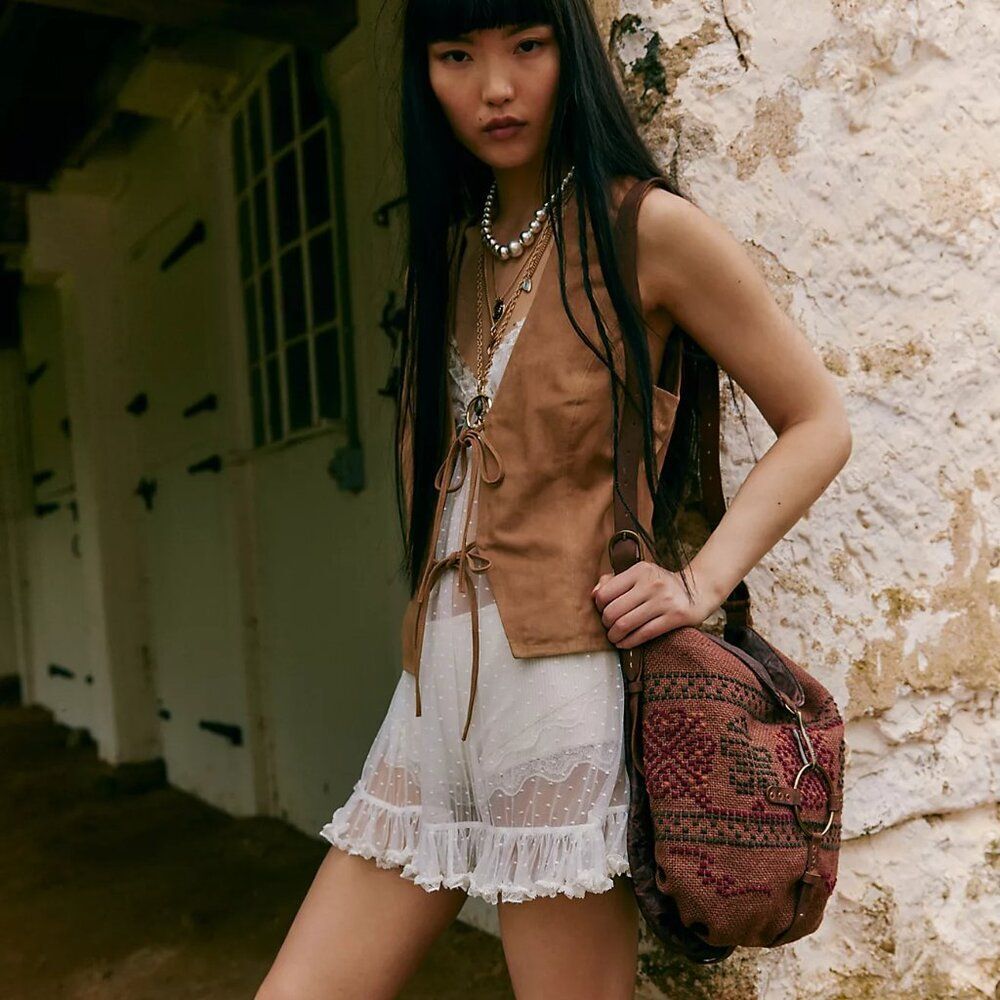 FREE PEOPLE We The Free Talia Shoulder Bag In Distressed Brown NWT